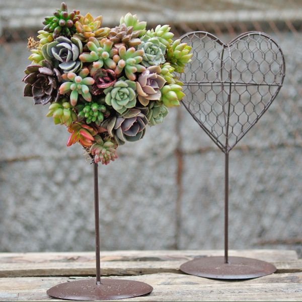 

iron wire heart frame stand succulent pot metal hanging planter plant holder