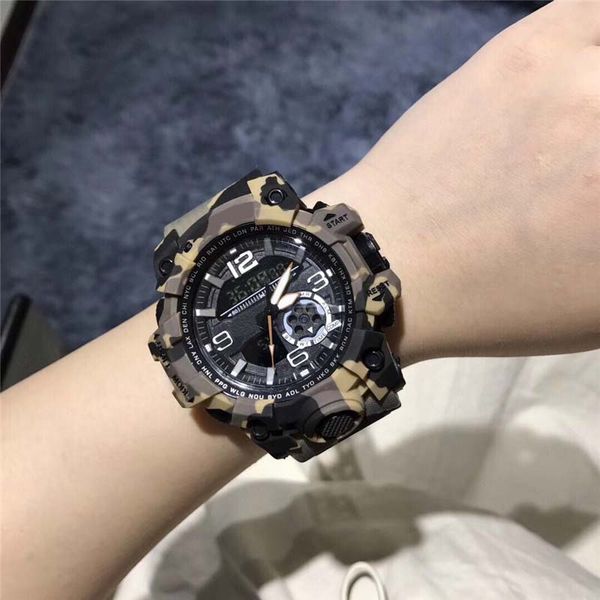

2018 fashion arrival mens g style military wristwatches multifunction digital shock quartz sport watches for man male students clock #07815, Slivery;brown