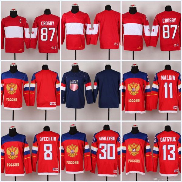 

Mens Womens Youth 2014 Winter Olympics National Team 87 Sidney Crosby 11 Evgeni Malkin 8 Alex Ovechkin 13 Pavel Datsyuk Ice Hockey Jersey