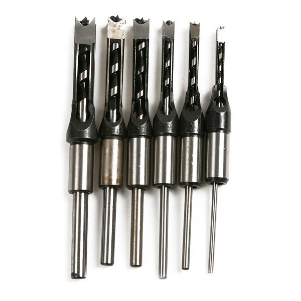 

6pcs woodworking square hole drill bit mortising chisel set mortiser drill bit for diy woodworking tools