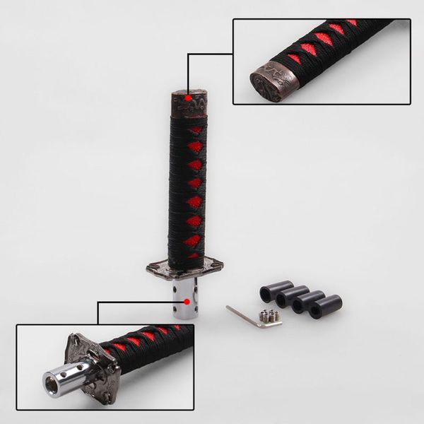 

fashion 1 set universal samurai sword vehicle car shift knob katana metal weighted sport shifter 4 adapter car accessories