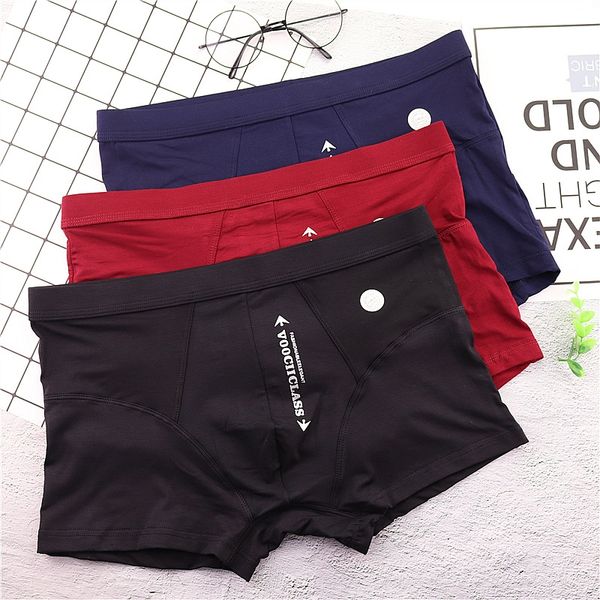 

tingweiya good quality business solid color modal men's soft middle underwear waist men's boxer underwear, Black;white