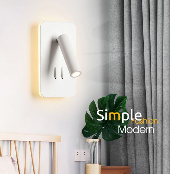 

New Arrival LED Wall Lamp With Double Switch For Bedroom Reading Light Night Light Wall Sconce Spotlight