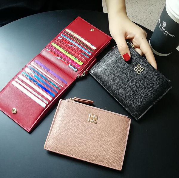 

wholesale designer classic men women card holder famous genuine leather credit card holder mini wallet bank card holder, Brown;gray