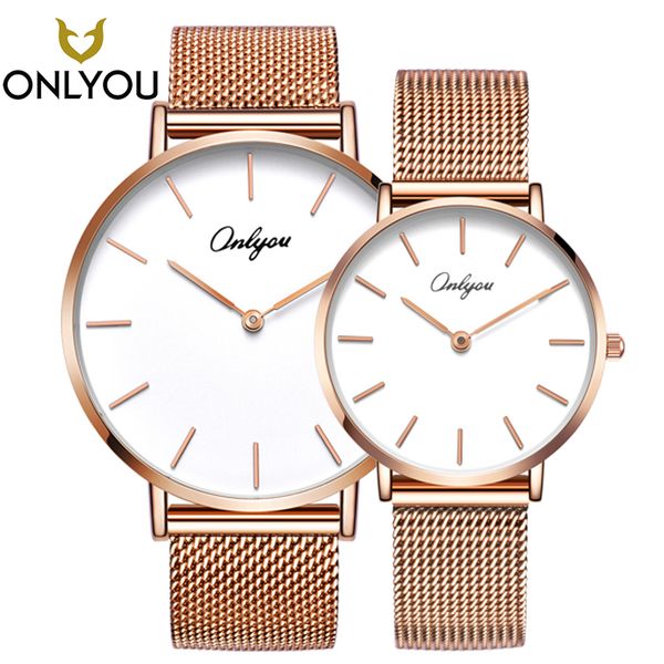 

onlyou 2pcs fashion brand men gold quartz watch steel bracelet women wristwatch for ladies and boys montre femme 81161, Slivery;brown