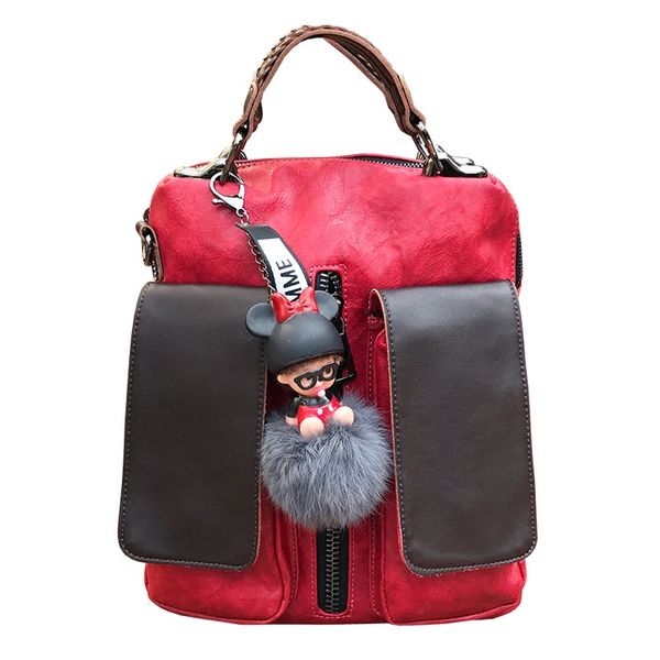 

2020 новый женский рюкзак ретро сумка-мессенджер многофункциональный рюкзак простой двойной клапан карманный молодежный путешествия досуг шк