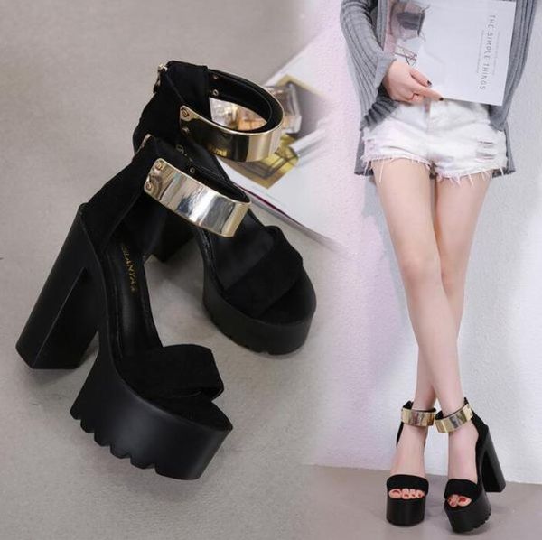 

high heel sandal for women block heels fashion womens shoes 2020 beige heeled sandals bling bling open toe muffins shoe woman, Black