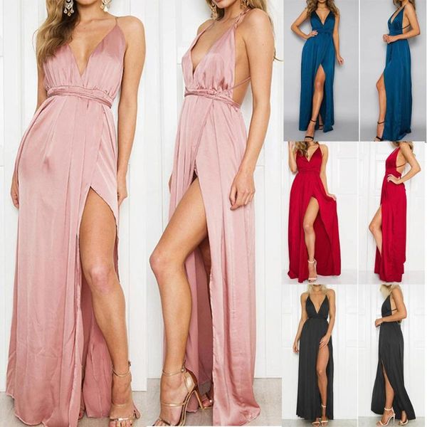 

сексуальные женщины мода лето 2020 сплошной цвет с длинным рукавом высокой талией с открытой спиной шить платье элегантный черный розовый, Black;gray