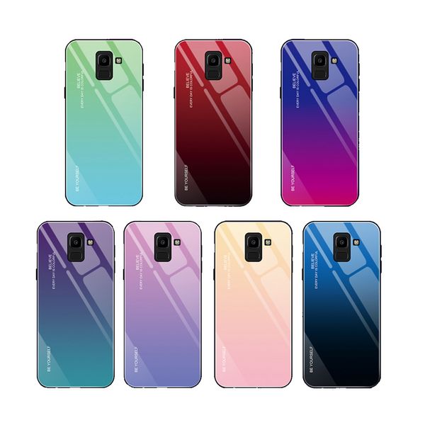 Freeshipping Patlamaya dayanıklı Degrade Renk Temperli Cam Telefon Kılıfları Samsung Galaxy S7 S8 S9 S9 Için Fişler S9 S10 Artı Not 8 9 10 WatereProof Arka Kapak Shell Kılıf