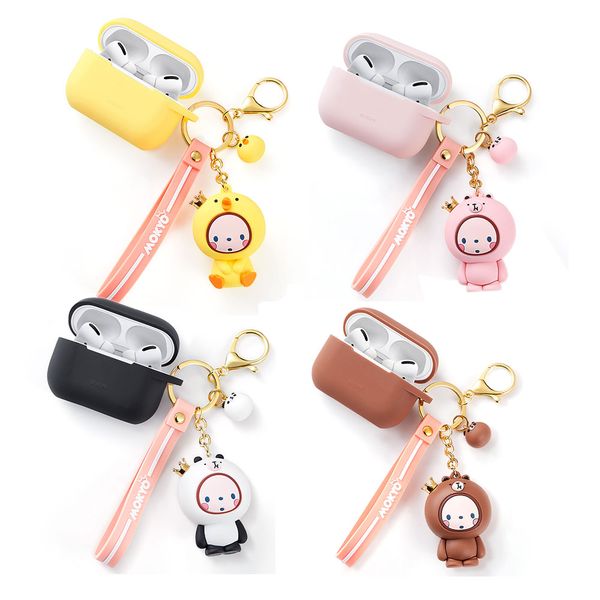 

cartoon case for airpods pro soft slim silicone charging cover shockproof case with cute monkey keychain for airpods 3 2019