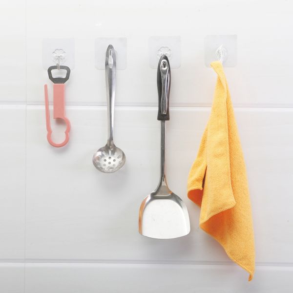 

5pcs transparent strong reusable seamless hook waterproof oilproof adhesive sticking wall hook hanger kitchen bathroom
