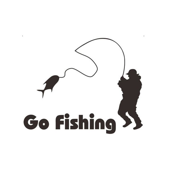 

creative go fishing wall sticker home decor mural black carved car decoration art decals wallpaper removable car stickers