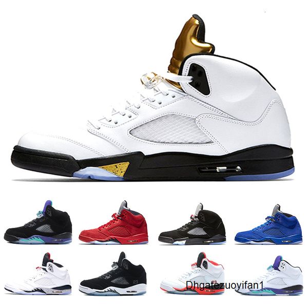 

new 5 5s olympic basketball shoes men olympic gold tongue metallic white gold 5s coin medal sneakers size 8-13 with box