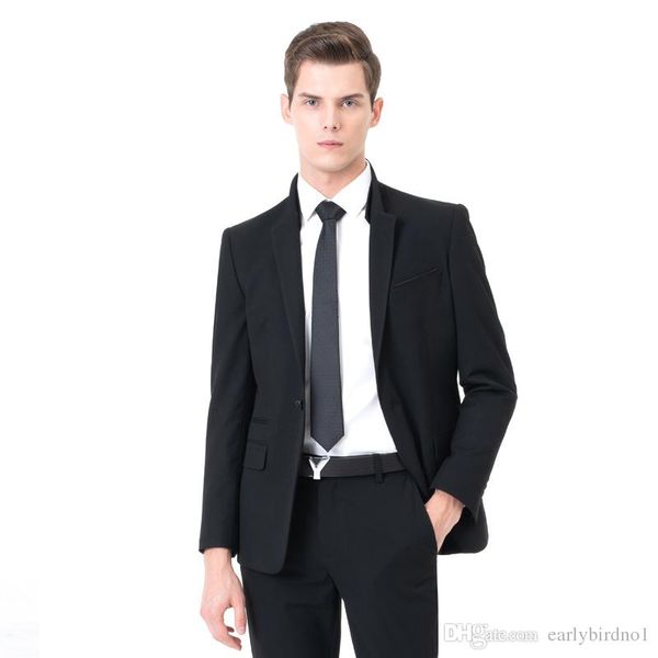 

2019 men's suits slim fit groom tuxedos groomsmen one button black side vent wedding man suit 2 pieces suits for men jacket pant, White;black