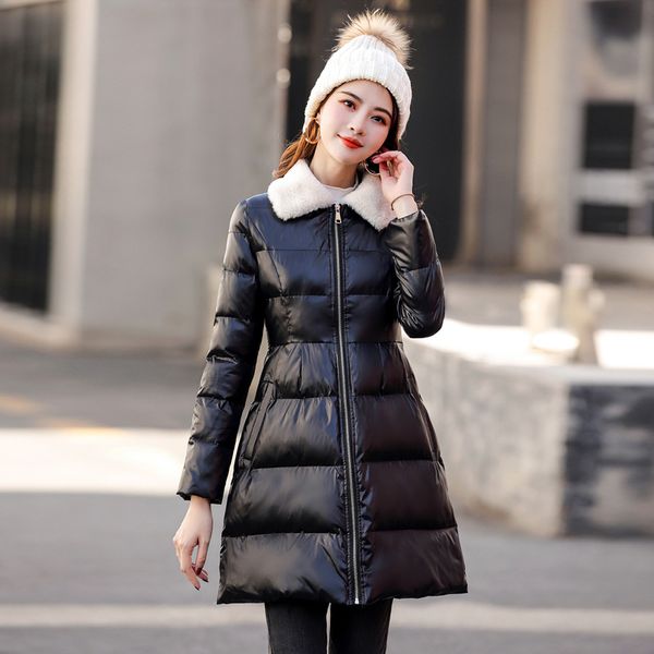 

new women down jacket oversize female jacket thick warm coat female fashion wild puffer solid long winter bubble coat, Black