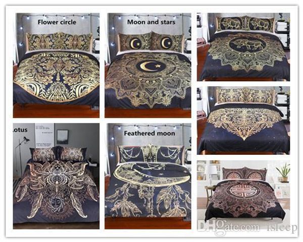 

3d printing gold plated pattern 2 3 pcs with pillowcase for all size