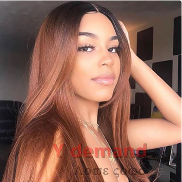 Y D Brazilian Virgin Hair Ombre Color Dark Brown Long Wigs 2 Styles Synthetic Brazilian Striaght Body Wave Hair Weaves For Black Women Canada 2019