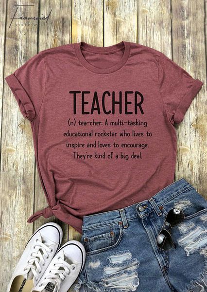 

женская футболка teacher футболка с буквенным принтом футболка с коротким рукавом с коротким рукавом женская повседневная камея коричневые т, White