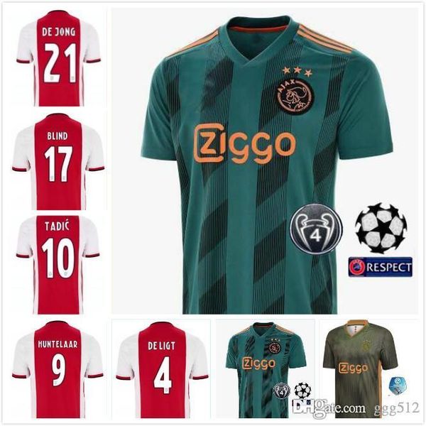 

19 20 ajax jersey home van de beek schöne soccer jerseys away soccer shirt 2019 2020 tadic dolberg huntelaar 9 #22 ziyec football uniform, Black;yellow