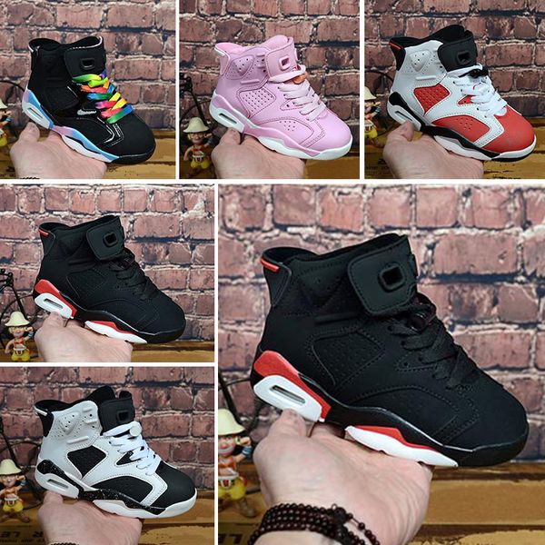 

nike air jordan 6 мальчик hyper royal 6s дети баскетбол обувь оливковые кроссовки белый синий черный армия зеленый корзина мяч тренер 6 6 s, Black