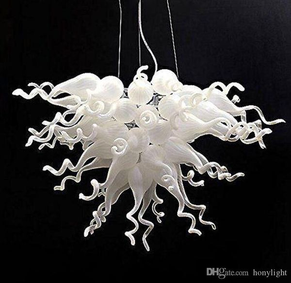 

Modern White Lampshade Chandelier Handmade Blown Glass Pendant Lamps Italy Glass Hanging LED Cheap Chandelier Lighting for Home Decor