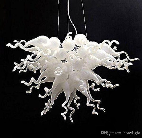 Modern White Lampshade Chandelier Handmade Lâmpadas pingente de vidro soprado Itália pendurado pendurado led barato candelabro iluminação para decoração de casa