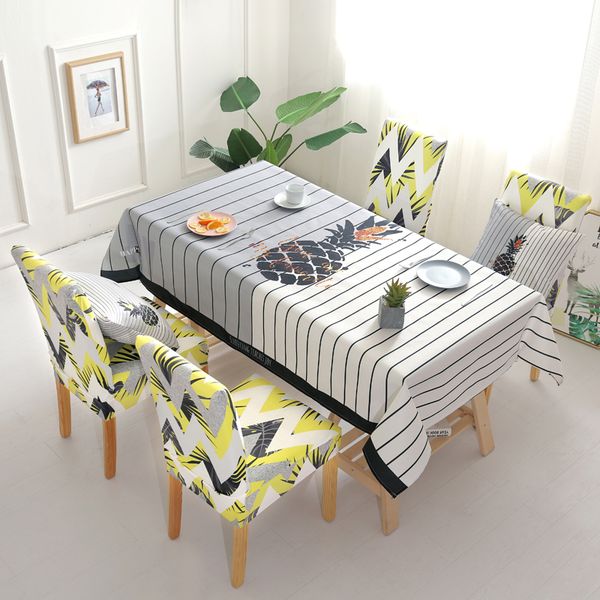 

2/4/6 pcs spandex stretch dining chair covers anti-dirty decorative waterproof rectangle tablecloths for dining room hussen