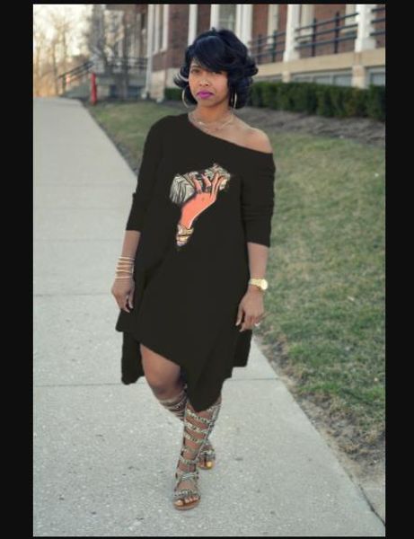 

плюс размера 3d печать платья женщины одно плеча дряблой половины рукав сексуального платья лето каузальной женскую одежду, Black;gray