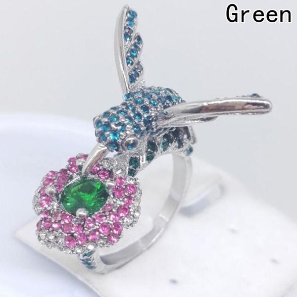 

new 2017 fashion silver color ring color flower and bird design fashion weddings rings jewelry for women souvenirs, Golden;silver