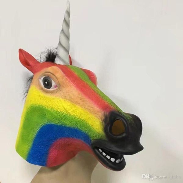 

unicorn mask horse head mask animal head set colorful rainbow horse head set halloween cos latex mask men and women cute funny masks