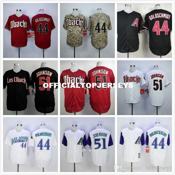

44 paul goldschmidt 51 randy johnson retro jerseys white red black, Black;blue