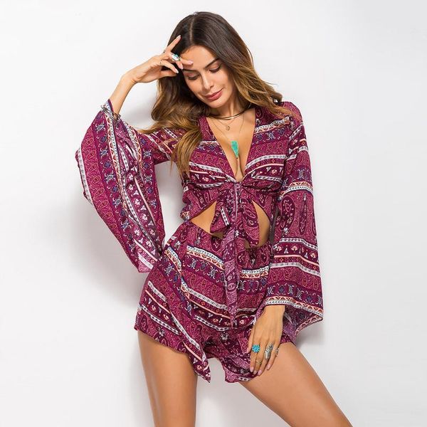 

summer women fashion playsuit trumpet sleeve rompers female vacation bodysuits beach clothes women's summer clothing, Black;white