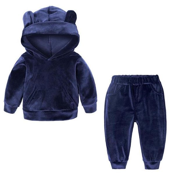 

autumn winter kids clothing set sports cute baby clothing sets velvet hooded sweatshir wing ear designer clothes 16 stylet lxl562-1, White