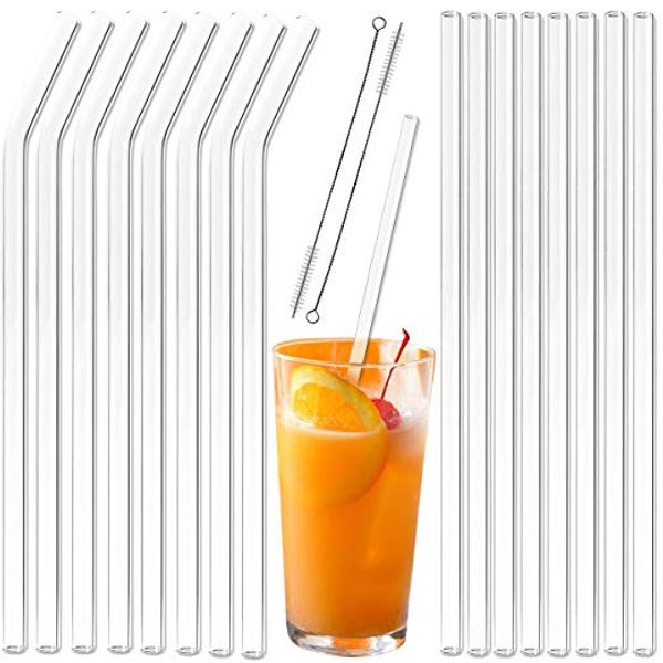 

clear glass straw 2008mm reusable straight bent glass drinking straws with brush eco friendly glass straws for smoothies cocktails