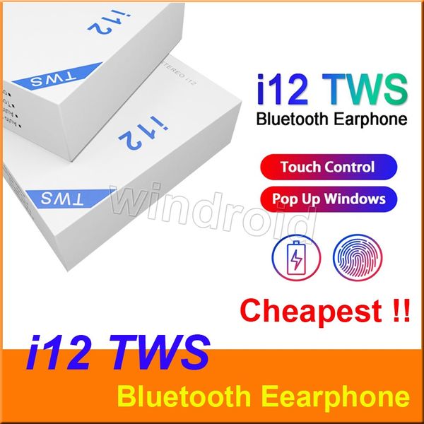 

i12 tws bluetooth 5.0 беспроводные наушники bluetooth поддержка всплывающих окон наушники красочные сенсорное управление беспроводная гарнит