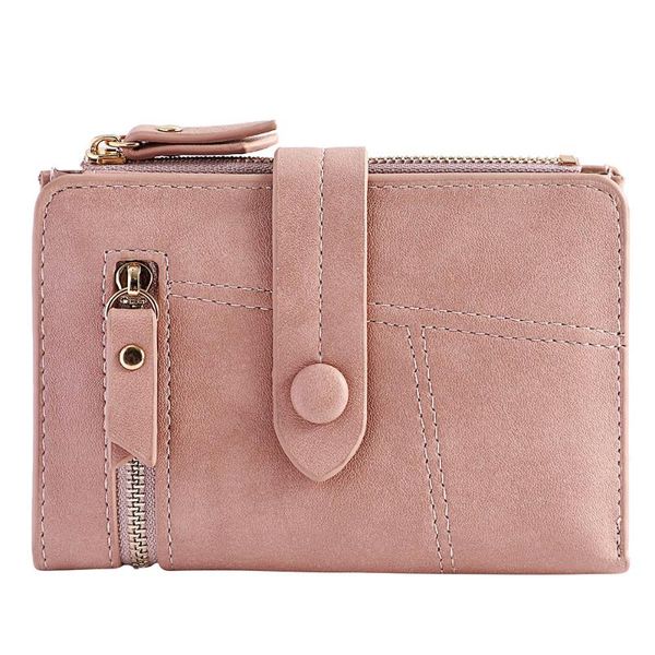 

wallet women simple retro zipper short wallet coin purse women card holders handbag leather for s #r25, Red;black