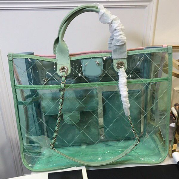 

высокое качество женщины сумка пвх четкие сумки большие сумки totes прозрачный мода алмазный lattice цепи thread crossbody сумка бесплатная