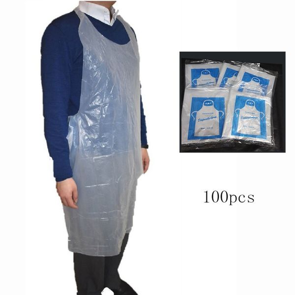 

100pcs/set disposable apron transparent easy use kitchen for women men kitchen cooking cleaning plastic aprons