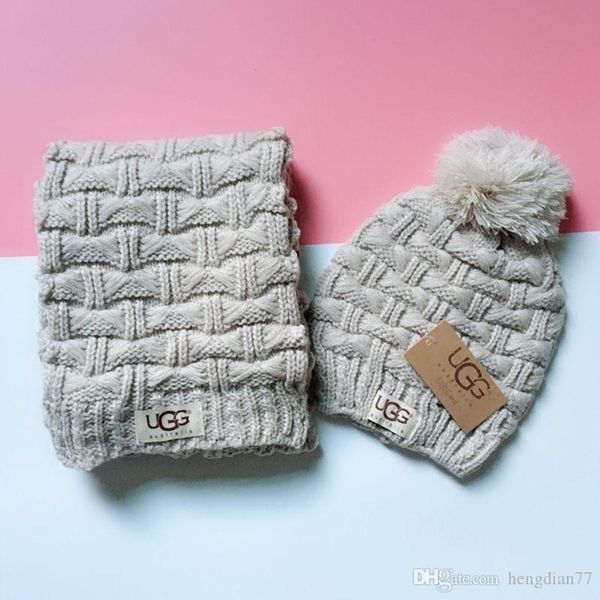 

Winter brand hat and carf et for men women warm de igner knitted beanie carve and hat et 2019, Blue;gray