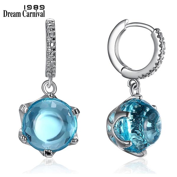 

dreamcarnival1989 selling special cut cubic zircon earrings for woman sky blue color stone elegant jewelry wholesale we3819 c19041101, Golden