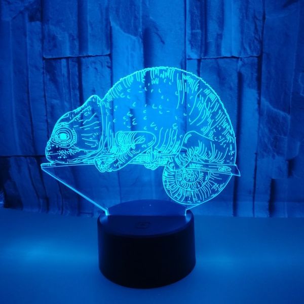 

foreign trade new pattern chameleon 3d small night-light colorful touch led vision lamp gift atmosphere led three-dimensional desk lamp