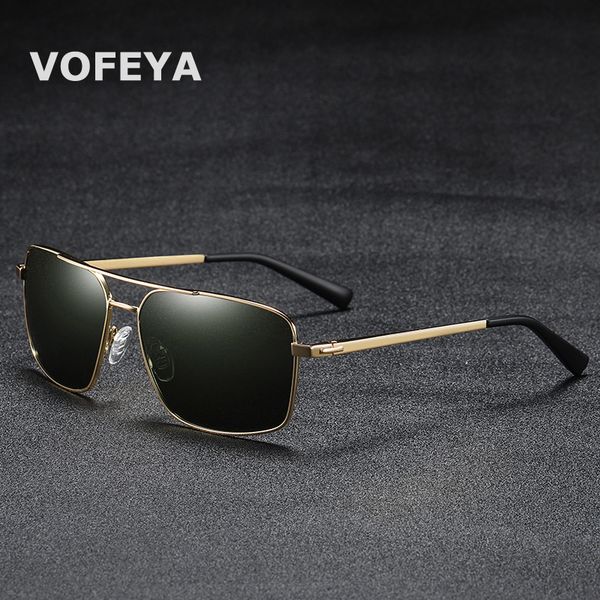

vofeya retro square sunglasses men polarized metal frame driving goggles driving goggles male outdoors fishing glasses, White;black