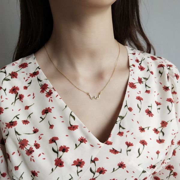 

amaiyllis classic 925 sterling sliver chains gold w letter pendant necklace women minimalist chokers necklaces pendants, Silver