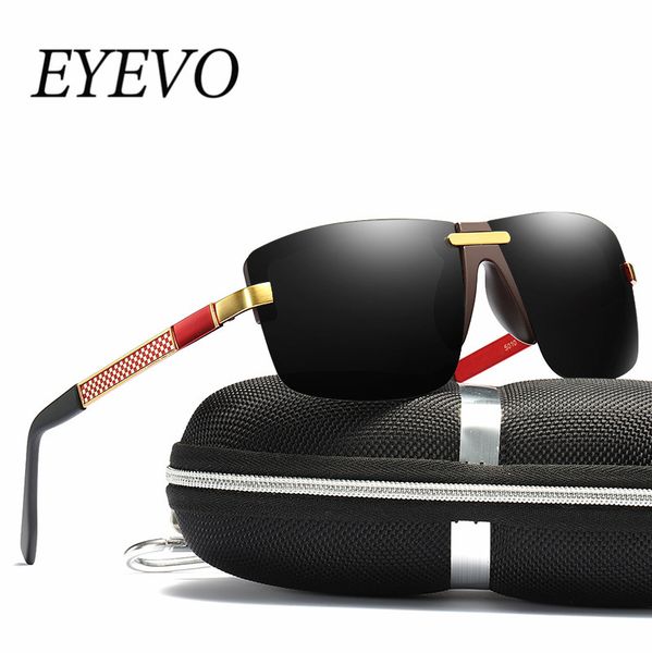 

luxary-eyevo design men classic rectangle polarized sunglasses for driving uv400 protection, White;black