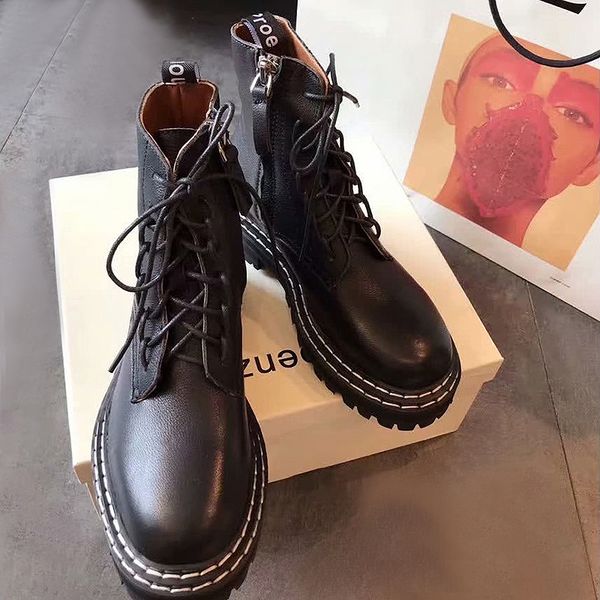 

vintageproenz popular women boots martin boot winter warm shoes motorcycle mens ankle boot doc martins fur couple oxfords women luxury, Black