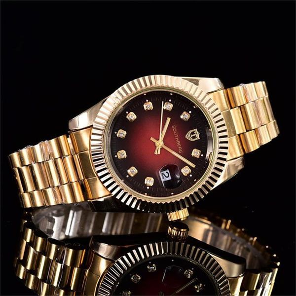 

roxxxx stainless steel watch literal rhinestone clock dial calendar function quartz watches 40mm luxury famous mens women quartz w193o, Slivery;brown