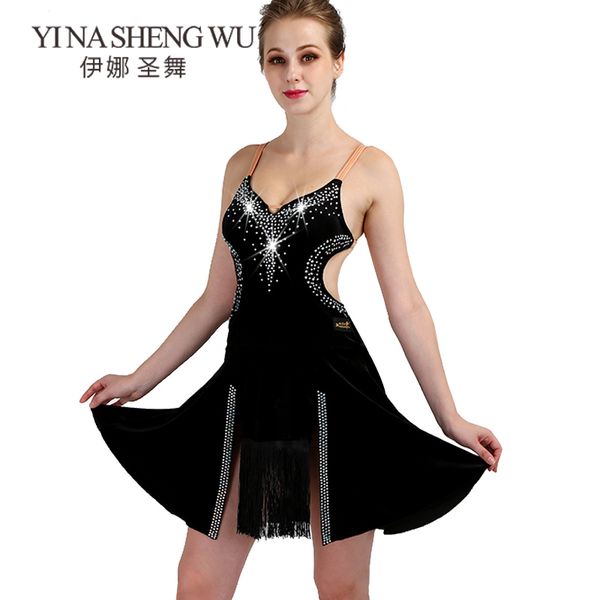 

diamonds latin dance competition clothing female new professional latin performance sling dress children can be customized, Black;red