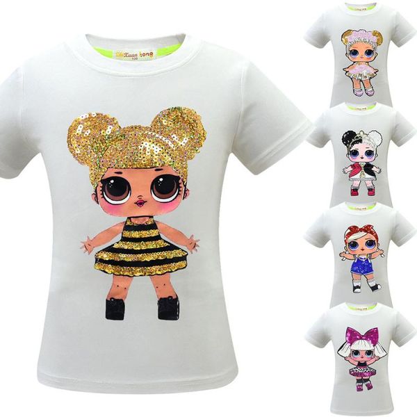 

5 Styles Baby Girls Surprise T-shirts Cotton Hiphop Funny Summer Shirt Hot Cartoon Cosplay Clothes Home Clothing CCA11482 12pcs