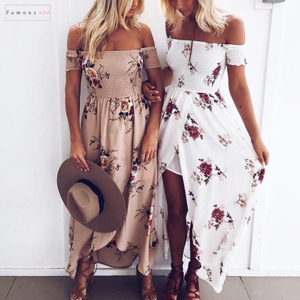 

long dress women 2019 off shoulder summer dresses vestidos floral print maxi dress party asymmetrical de festa designer clothes, Black;gray