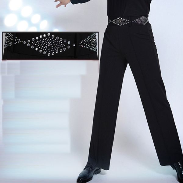 

2018 latin dance pant for male black color fringe wear men square vintage chacha professional waltz tango trouser n7054, Black;red